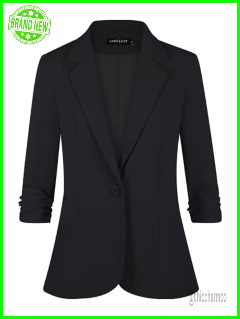 MINTLIMIT Women's 3/4 Sleeve Button Blazer Business Casual Suit Jacket